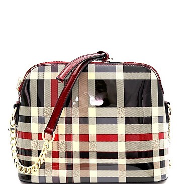 Plaid Check Dome-Shaped Crossbody Bag