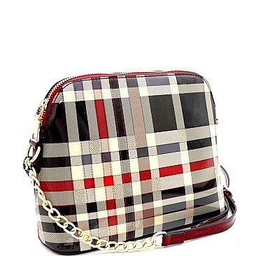 Plaid Check Dome-Shaped Crossbody Bag