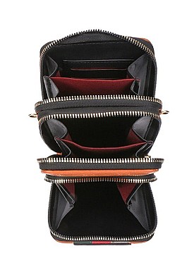 Queen-Bee Multi-Compartment Stripe Cell Phone - Crossbody Bag