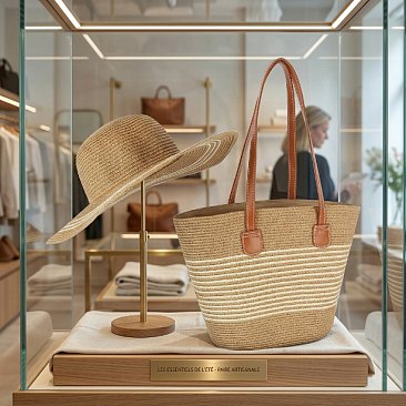 2-IN-1 Straw Woven Tote Bag with Matching Hat