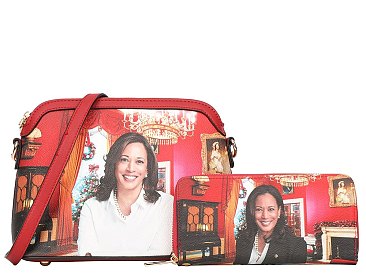 2-in-1 Magazine Print Kamala Harris Cross-body set