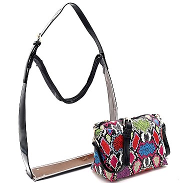 2 in 1 Snake Print Transparent Clear Hobo Cross Body
