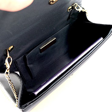 Stud Accent Allover Cone Spike Flap Clutch Shoulder Bag