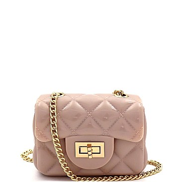 Micro Mini Quilted Effect Turn-Lock Jelly Cross Body