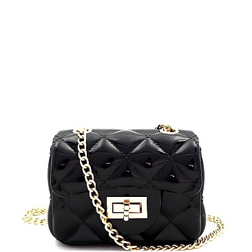 Micro Mini Quilted Effect Turn-Lock Jelly Cross Body