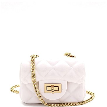 Micro Mini Quilted Effect Turn-Lock Jelly Cross Body