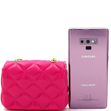 Micro Mini Quilted Effect Turn-Lock Jelly Cross Body
