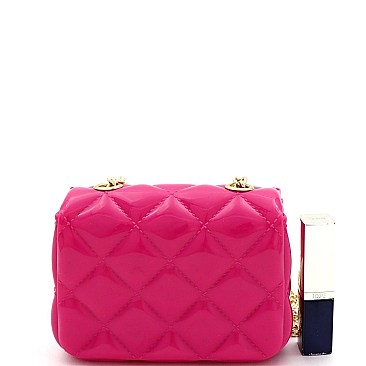 Micro Mini Quilted Effect Turn-Lock Jelly Cross Body