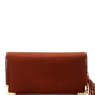 Fashionable Multi-colored Interior Tassel Accent 3-Compartment Wallet MH-HSC039L