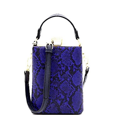 JEWEL TOP SNAKE PRINT SATCHEL