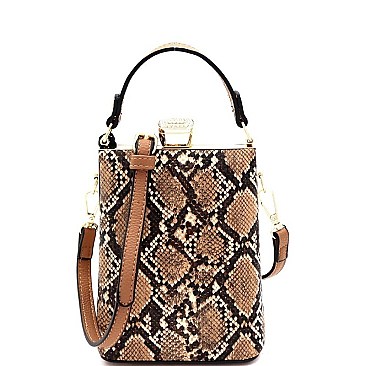 JEWEL TOP SNAKE PRINT SATCHEL