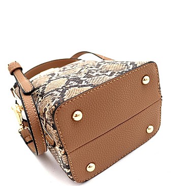 JEWEL TOP SNAKE PRINT SATCHEL