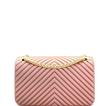 2-Way Chevron Embossed Jelly Small Turn-Lock Shoulder Bag