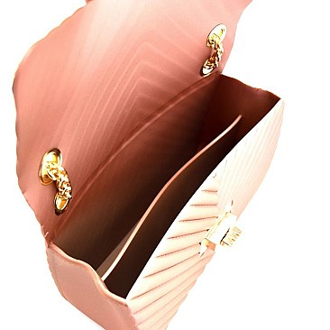 2-Way Chevron Embossed Jelly Small Turn-Lock Shoulder Bag