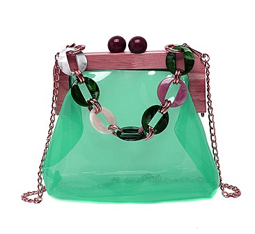 Wooden Frame Jelly Colorful Chain Bag