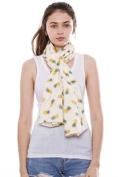 Pineapple Print Long Scarf