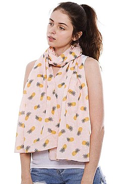 Pineapple Print Long Scarf