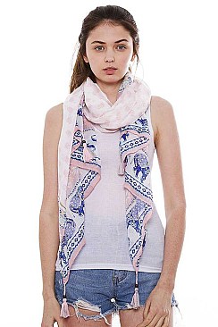 Elephant Print Long Scarf