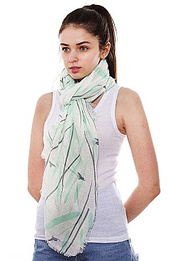 Swallows Print Long Scarf