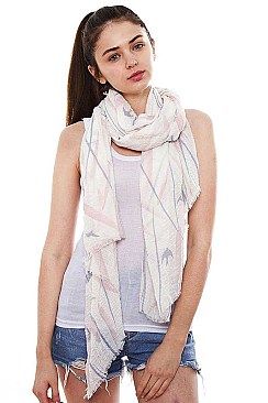 Swallows Print Long Scarf