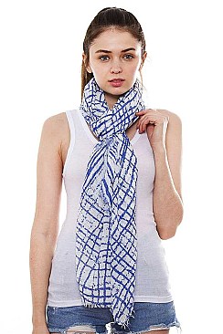 Striped Short Fringe Long Scarf