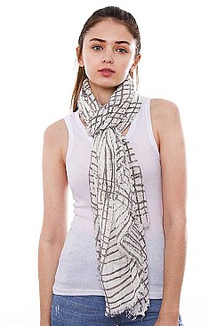 Striped Short Fringe Long Scarf