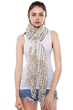 Striped Short Fringe Long Scarf
