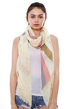 Print Short Fringe Long Scarf