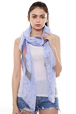 Print Short Fringe Long Scarf