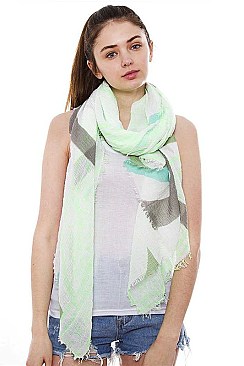 Print Short Fringe Long Scarf