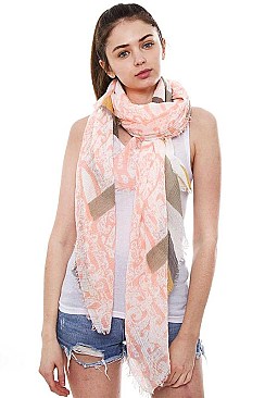 Print Short Fringe Long Scarf