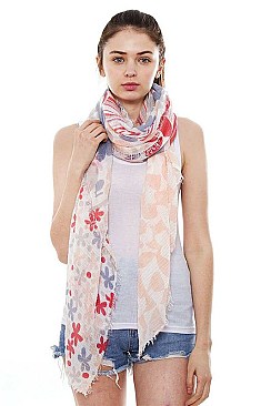 Floral Print Long Scarf
