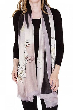 Chic Flowery Print Light Long Scarf