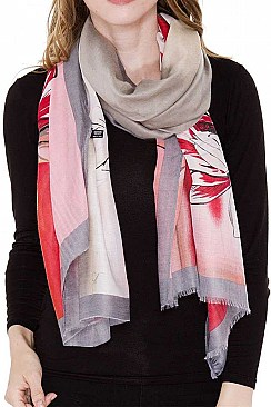 Chic Flowery Print Light Long Scarf
