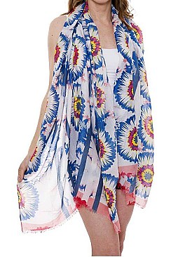 Soft Floral Print Long Scarf