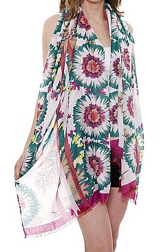 Soft Floral Print Long Scarf