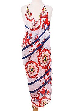 Soft Floral Print Long Scarf