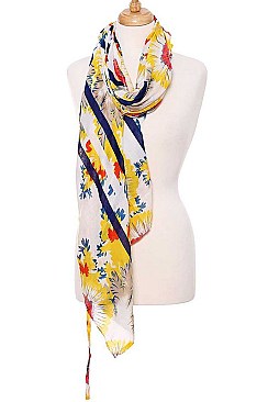 Soft Floral Print Long Scarf