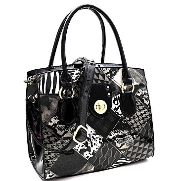 ANIMAL PRINT TURN-LOCK SATCHEL