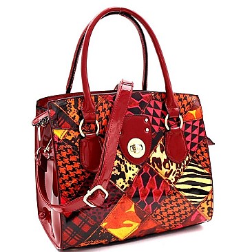 ANIMAL PRINT TURN-LOCK SATCHEL
