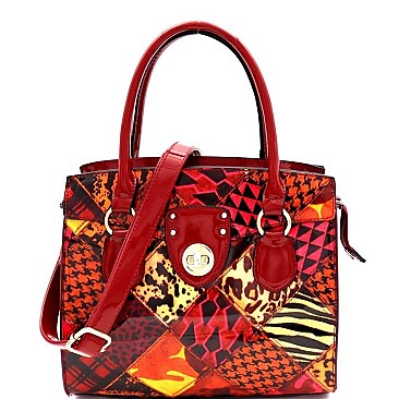 ANIMAL PRINT TURN-LOCK SATCHEL
