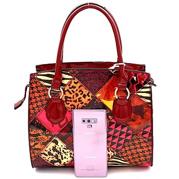 ANIMAL PRINT TURN-LOCK SATCHEL