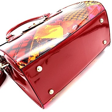 ANIMAL PRINT TURN-LOCK SATCHEL
