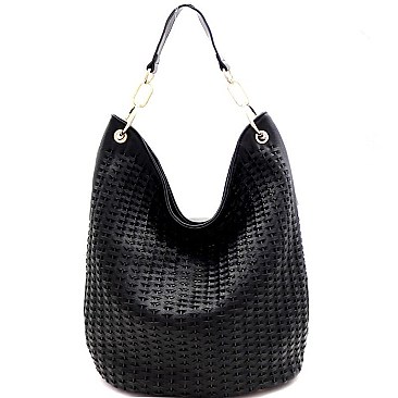Woven Accent Chain Decorated Single Strap Hobo