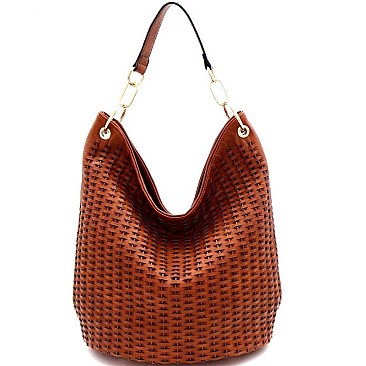 Woven Accent Chain Decorated Single Strap Hobo