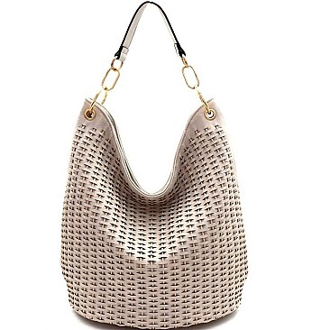 Woven Accent Chain Decorated Single Strap Hobo