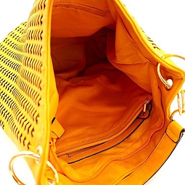 Woven Accent Chain Decorated Single Strap Hobo