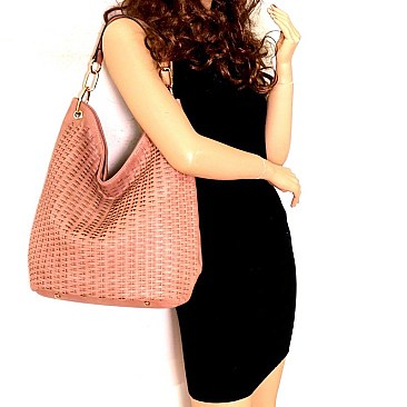 Woven Accent Chain Decorated Single Strap Hobo