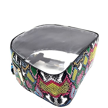 2 in 1 Convertible Transparent Clear Snake Print Backpack