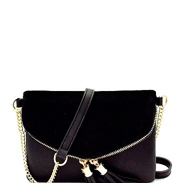 Faux-Fur Accent Flap Clutch Cross Body